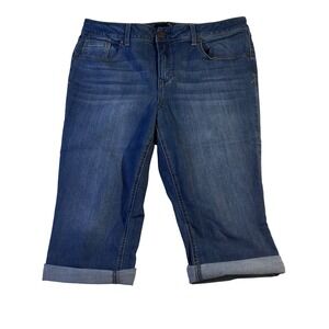 1822 Denim Womens Size 16 Medium Wash Cuffed Capri Cropped Shortd Blue Stretch